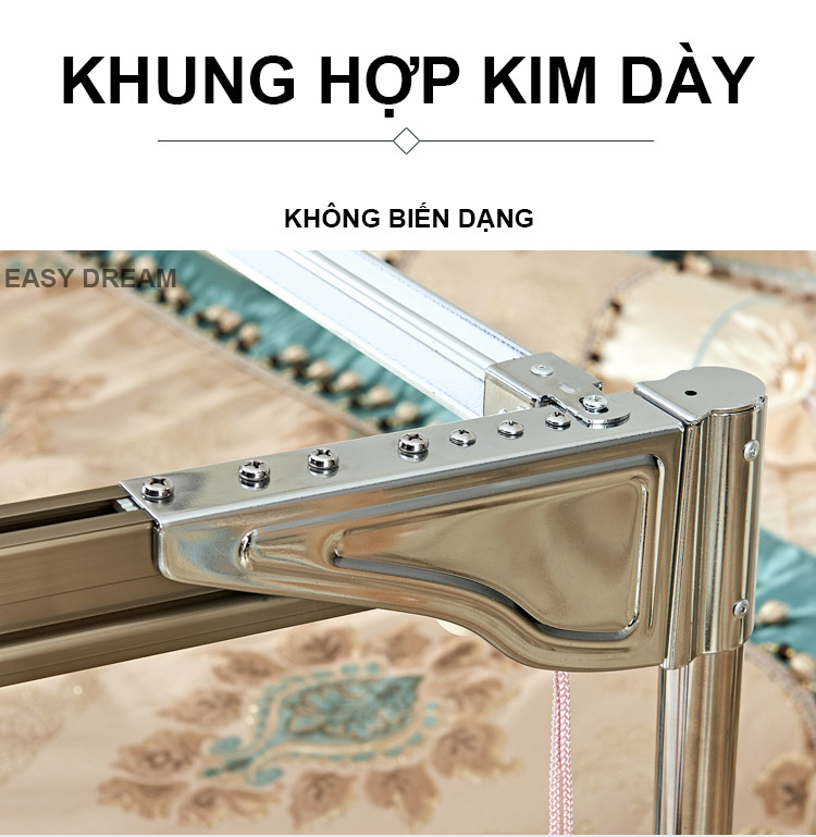 Màn khung kéo dây ròng rọc không khoan tường  + tăng chỉnh chiều cao  Mùng ngủ cao cấp hiện đại chống muỗi sang trọng - quà tặng màn ngủ khách sạn resort - homestay