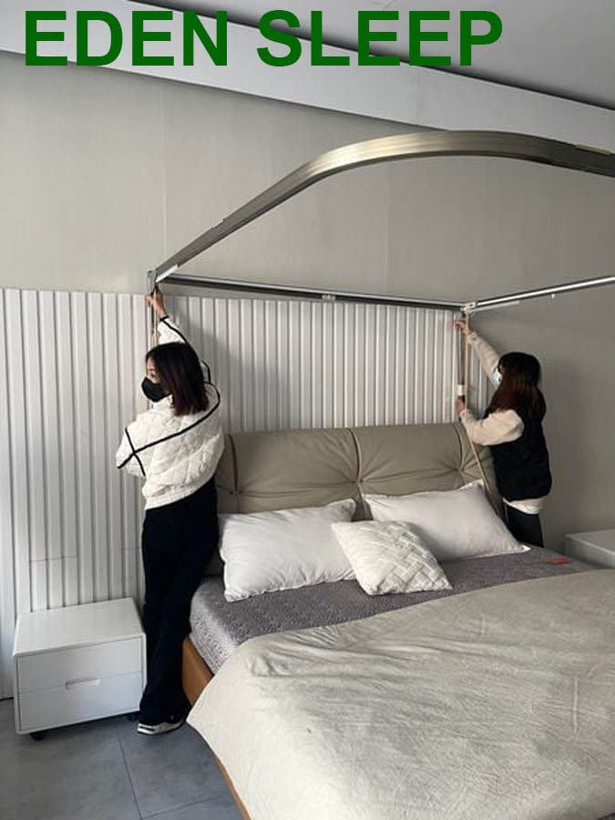 Màn khung kéo dây ròng rọc + tăng chỉnh chiều cai   không khoan tường , mùng ngủ cao cấp  cửa chống muỗi