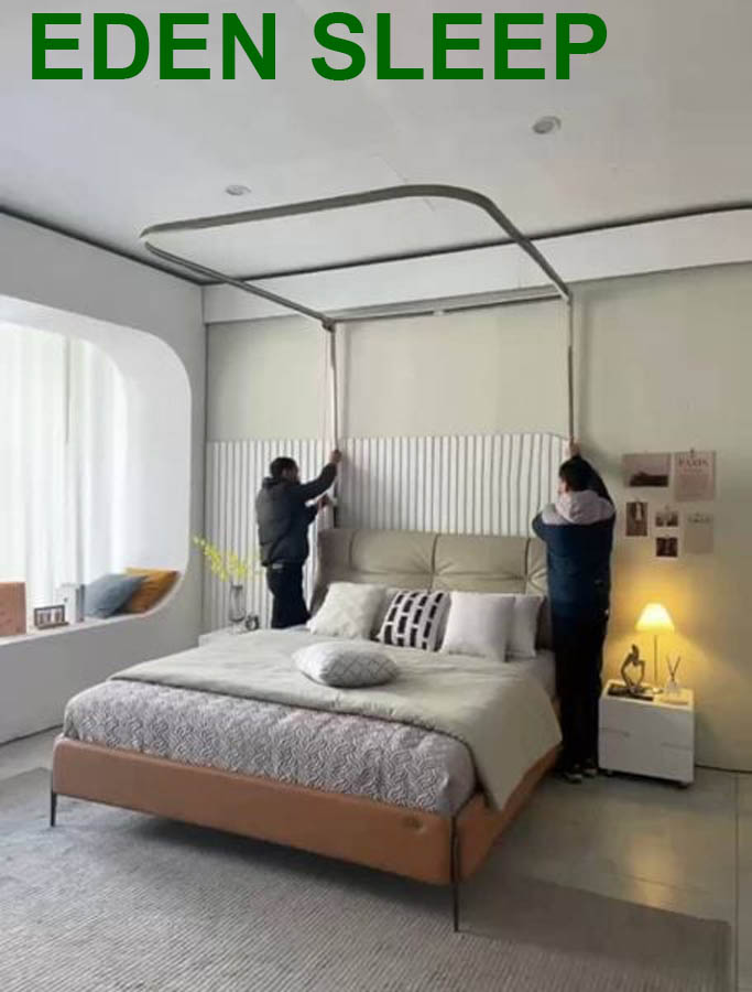 Màn khung kéo dây ròng rọc + tăng chỉnh chiều cai   không khoan tường , mùng ngủ cao cấp  cửa chống muỗi