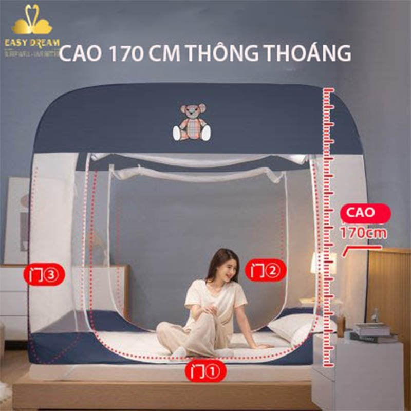 Màn Chụp Vuông  Tự Bung Mẫu Mới Gấp Gọn Thông Minh - Mùng chụp người lớn cao cấp