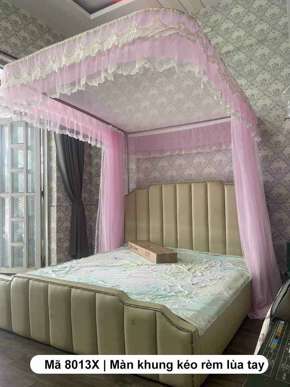 HOT MẪU MỚI ĐẸP 2025 Mùng màn khung công chúa không khoan tường kéo rèm lùa tay cao cấp EASY DREAM