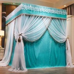 EDEN SLEEP Màn chống muỗi gia đình 3 cửa, mùng khung  rèm vải cản sáng,trọn bộ màn khung vuông dày dặn chống bụi 2 lớp