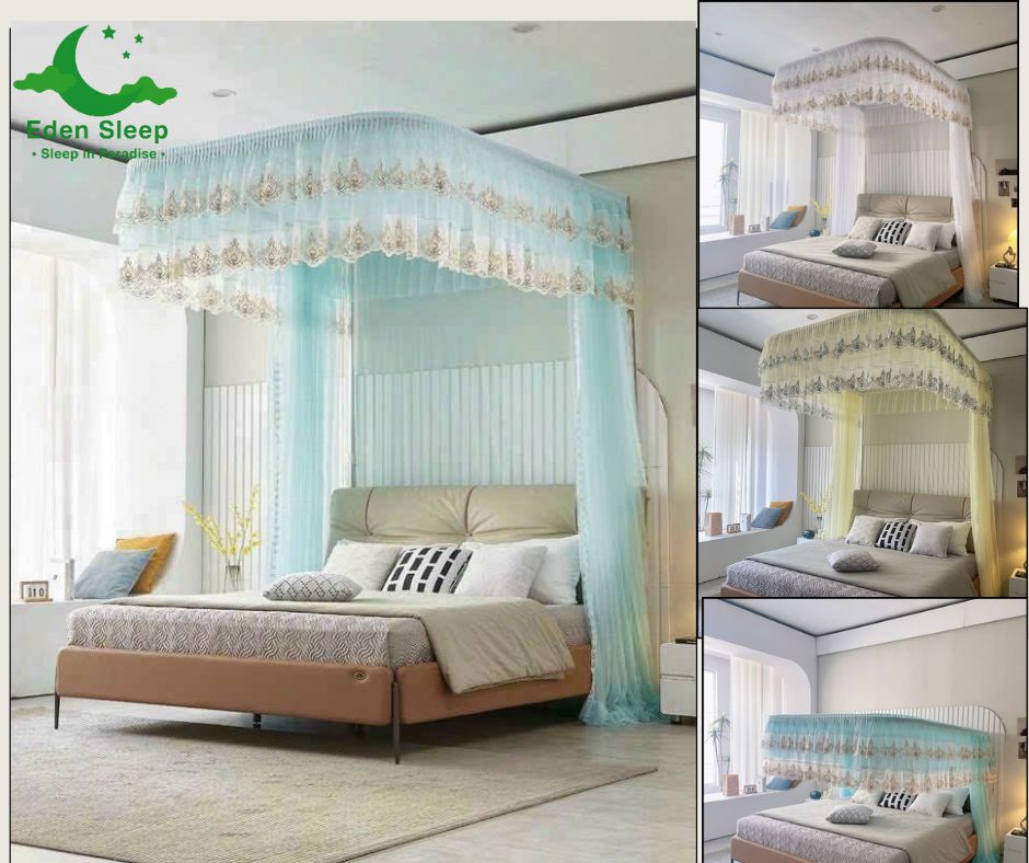 SALE Mùng khung không khoan tường cao cấp -Màn khung ròng rọc kéo dây tăng chỉnh được chiều cao