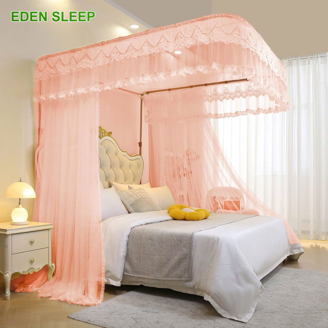 HOT MẪU MỚI ĐẸP 2025 Mùng màn khung công chúa không khoan tường kéo rèm lùa tay cao cấp EASY DREAM