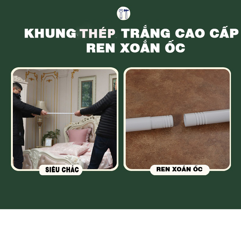 Màn khung không khoan tường 8018e khung thép Không gỉ - Mùng ngủ chống muỗi hiện đại