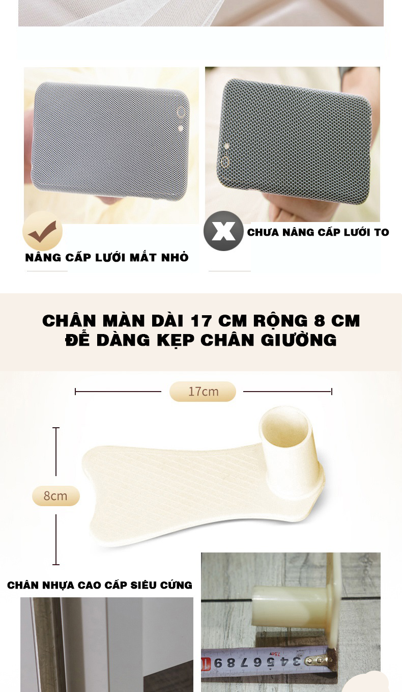 Màn khung không khoan tường 8018e khung thép Không gỉ - Mùng ngủ chống muỗi hiện đại