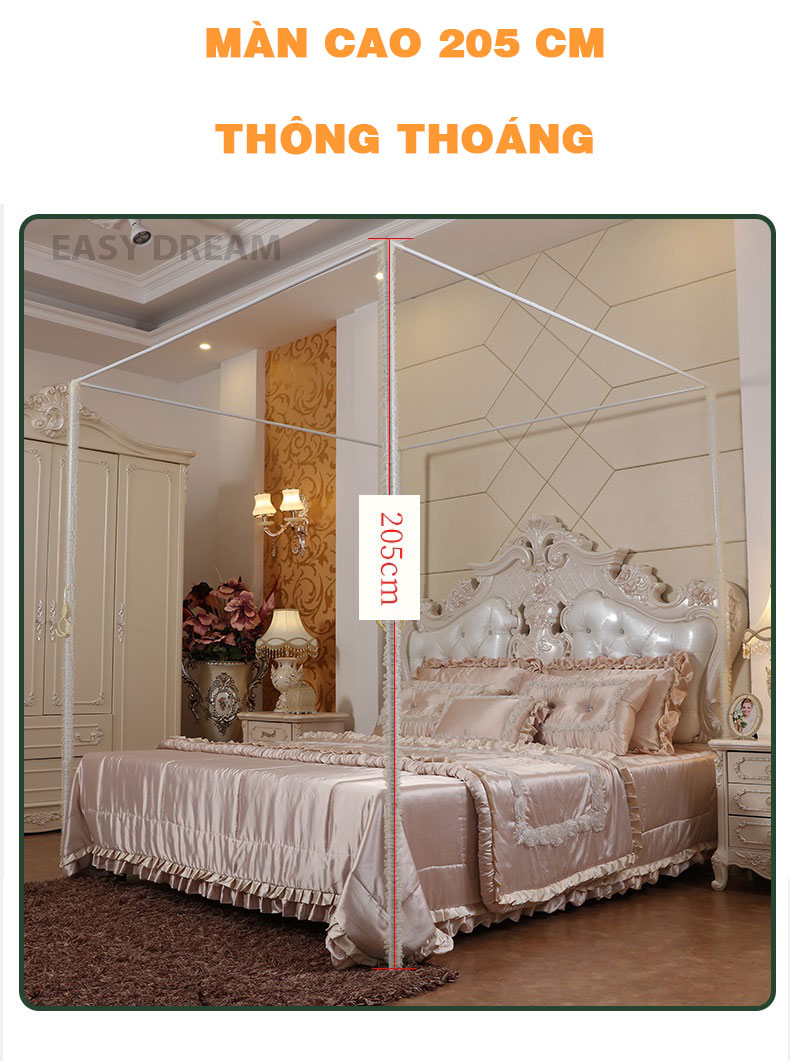 Màn khung không khoan tường 8018e khung thép Không gỉ - Mùng ngủ chống muỗi hiện đại