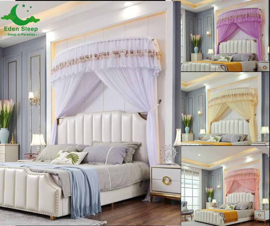 Màn/ mùng bán nguyệt (khoan tường)- màn khung xếp gọn thông minh chống muỗi kéo dây ròng rọc