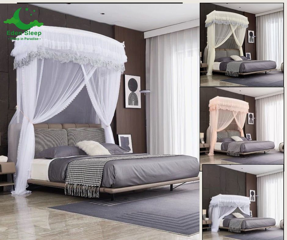 Màn mùng  khung thu gọn không khoan tường +  tăng chỉnh chiều cao chống muỗi