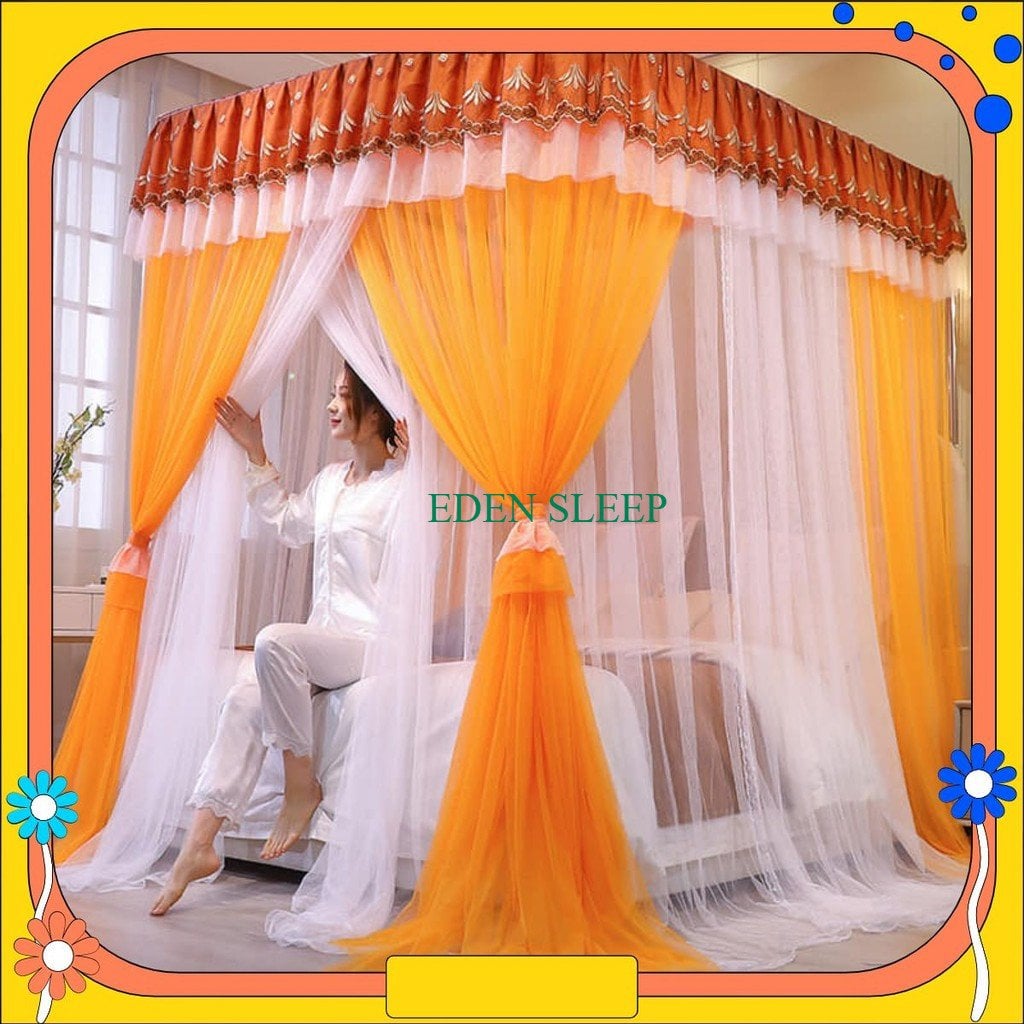 Màn/ mùng khung 2 cột không khoan tường 2 lớp, chống bụi, chống muỗi ,Màn công chúa 2 lớp