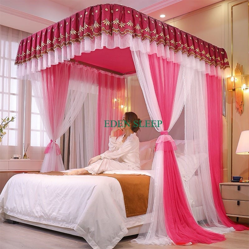 Màn/ mùng khung 2 cột không khoan tường 2 lớp, chống bụi, chống muỗi ,Màn công chúa 2 lớp