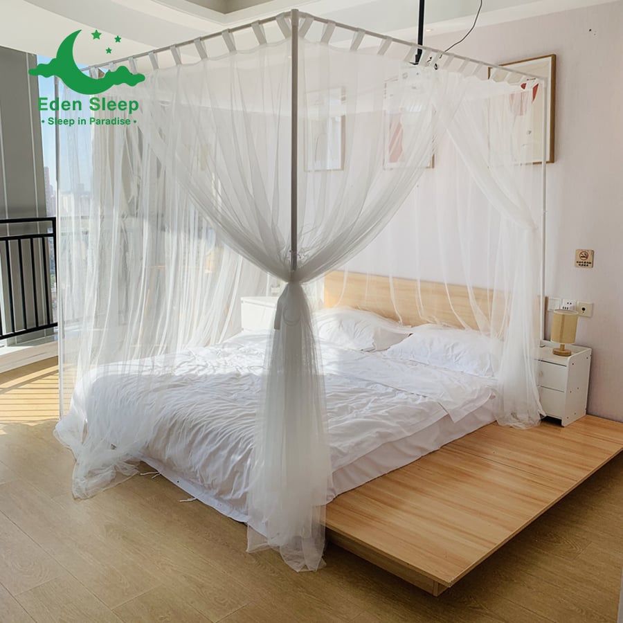 Màn khung không khoan tường kiểu dáng khách sạn resort homestay  gia đình  khung thép Không gỉ - Mùng ngủ chống muỗi hiện đại