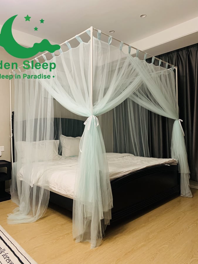 Màn khung không khoan tường kiểu dáng khách sạn resort homestay  gia đình  khung thép Không gỉ - Mùng ngủ chống muỗi hiện đại