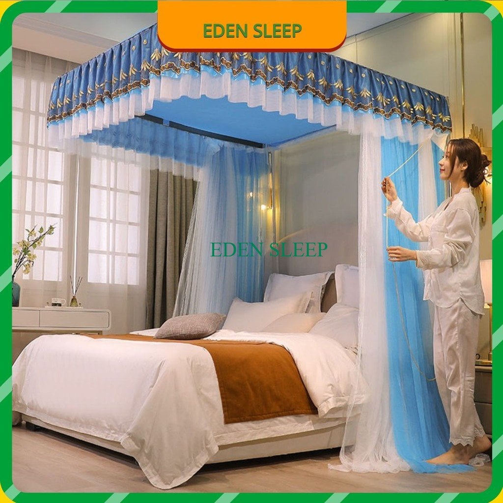 Màn/ mùng khung 2 cột không khoan tường 2 lớp, chống bụi, chống muỗi ,Màn công chúa 2 lớp