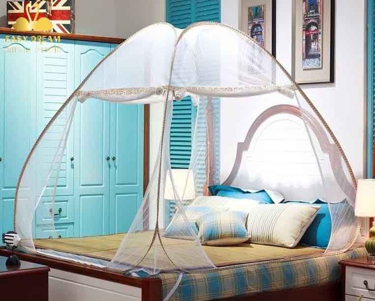 Màn Chụp Tự Bung chống muỗi người lớn tự bung, gấp gọn cao 1m65 vải tuyn Khóa inox đôi 2 chiều HN