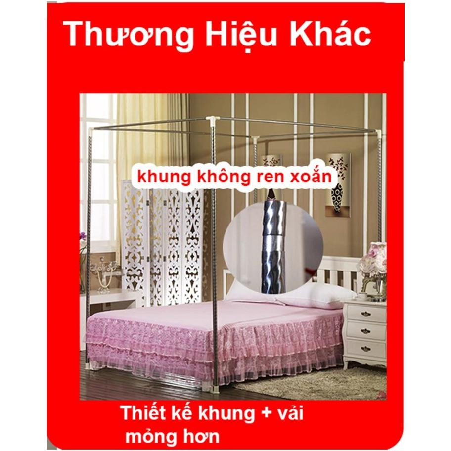 Màn khung công chúa cao cấp EASY DREAM -vải 2 lớp - không khoan tường - mùng ngủ inox hiện đại