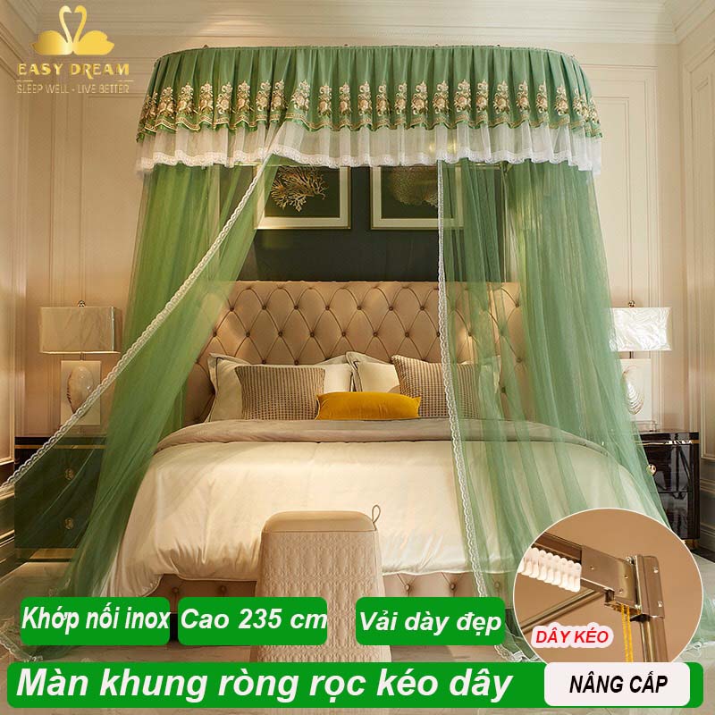 Màn khung kéo dây ròng rọc không khoan tường - Mùng ngủ cao cấp  - mùng ngủ cao cấp màn công chúa hiện đại