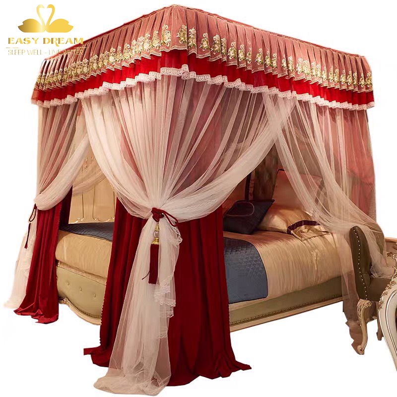 Màn khung công chúa cao cấp EASY DREAM -vải 2 lớp - không khoan tường - mùng ngủ inox hiện đại