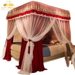 Màn khung công chúa cao cấp EASY DREAM -vải 2 lớp - không khoan tường - mùng ngủ inox hiện đại