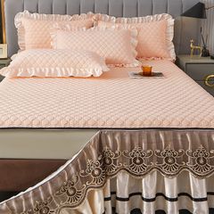 Váy Giường Cao Su Ren Phong Cách Châu Âu Màu Trơn Có Thể Tháo Rời Cao Cấp Mới, Bộ