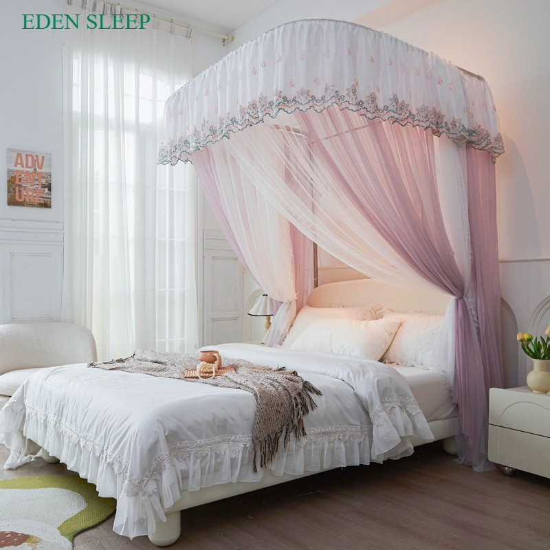 Màn mùng  chống muỗi có thể mở rộng phong cách công chúa  điều chỉnh chiều cao khung thép không gỉ lkhông khoan tường