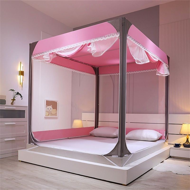 EDEN SLEEP màn chụp chống muỗi trọn bộ mùng khung,cản sáng chống bụi rèm giường 3 cửa có khóa kéo kín chống rơi