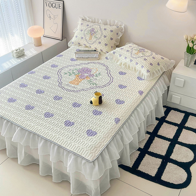 2024Váy Giường Ren Lớn Mới, Thảm Cao Su Dày Dặn, Bộ Ba Mảnh