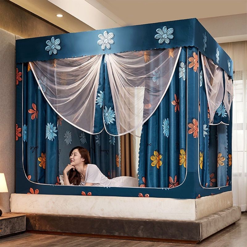 EDEN SLEEP Mùng màn khung phòng ngủ gia đình màn chống muỗi , loại  kéo, rèm giường kín hoàn toàn chắn sáng màn vuông