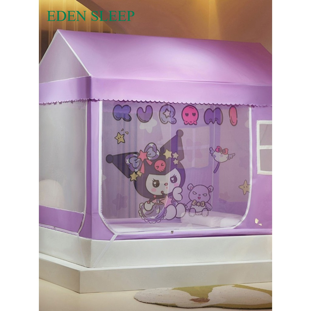 EDEN SLEEP Màn chống muỗi gắn trên giường ba cửa kiểu lâu đài hình chữ U chặn ánh sáng và ngăn muỗi cho bé đặt