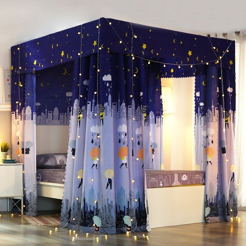 EDEN SLEEP Mùng màn khung chống muỗi màu đen phong cách Hàn Quốc, rèm giường chắn sáng và cản gió