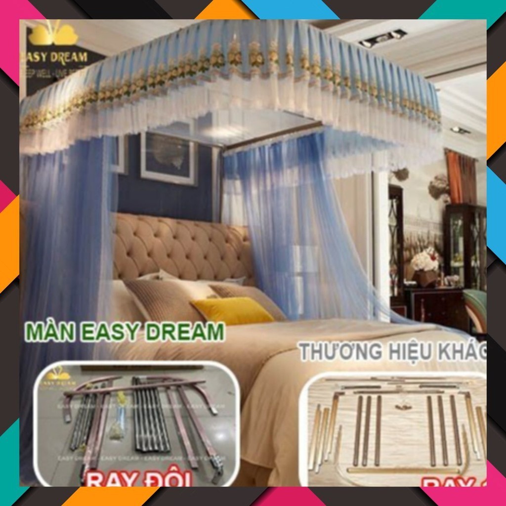 Màn khung không khoan tường EASY DREAM  ,Mùng ngủ chống muỗi ,Khung inox vải tuyn lưới mắt  nhỏ