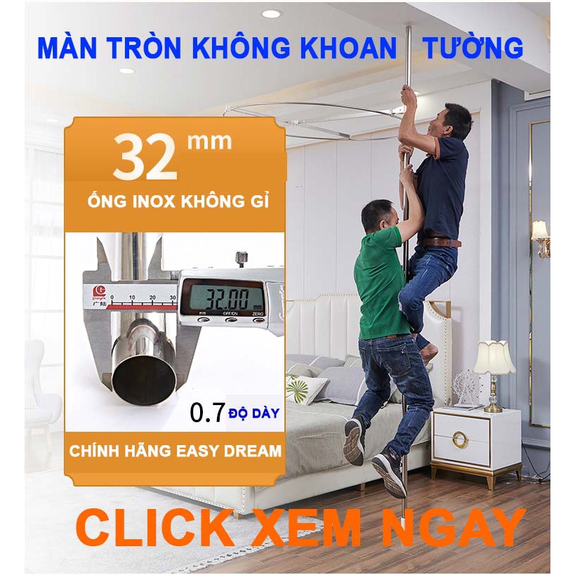 Màn khung không khoan tường  EASY DREAM Mùng khung tròn đa năng sử dụng được giường từ 1.2m đến 2.2m  các loại giường