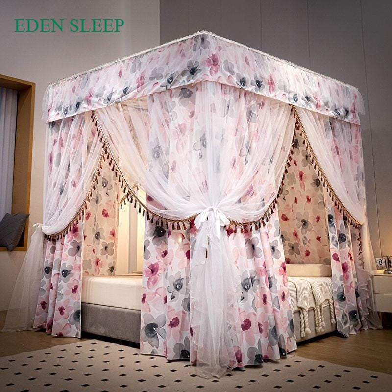 Mùng Màn công chúa không khoan tường cao cấp Chống Muỗi Vải 2 Lớp