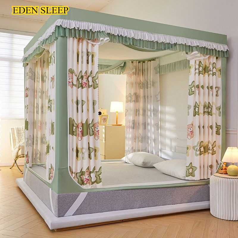 EDEN SLEEP Mùng màn khung chống muỗi, rèm cản sáng chống bụi, 1,5m, 1,8 giường, chống rơi trẻ em, 3 cửa