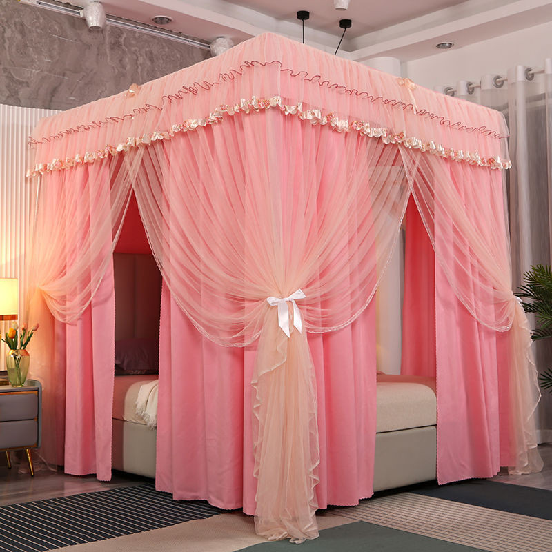 EDEN SLEEP Bộ màn chụp mùng chống muỗi có khung vuông, rèm giường 2 lớp cản sáng gia đình phong cách công chúa