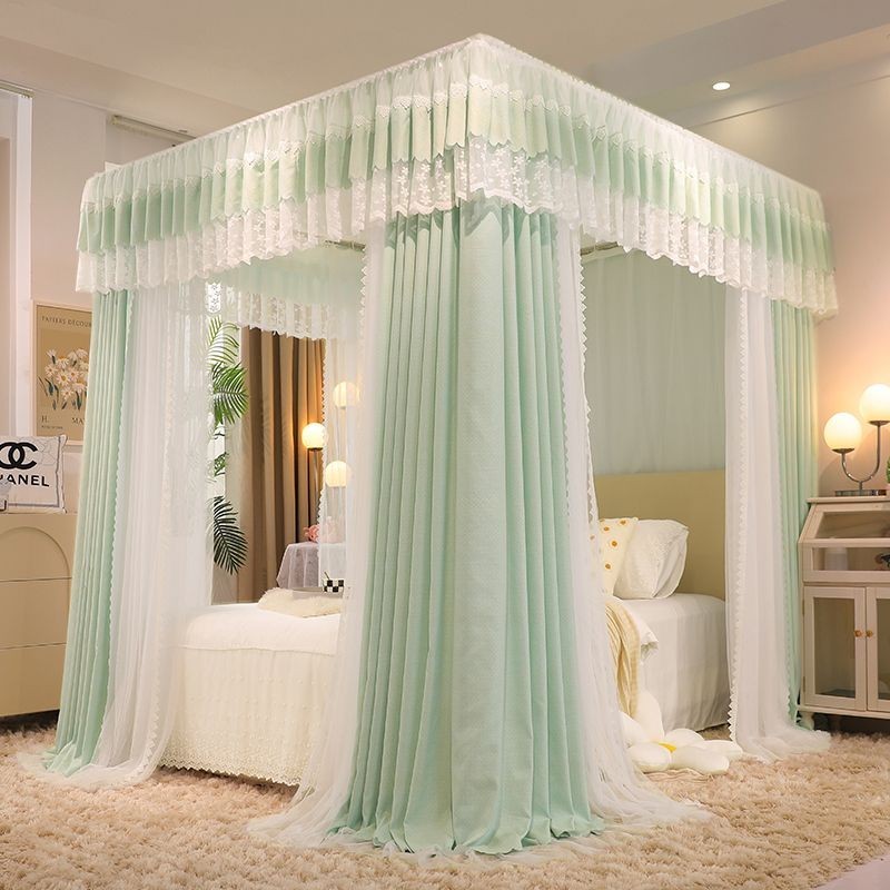 Màn Chống Muỗi Hai Lớp Hai Cực Dày Dặn, Rèm Giường Che Nắng, Rèm Chống Bụi Kín Hoàn Toàn, Rèm Khóa Mã Hóa Ba Cửa, Gạc Tà