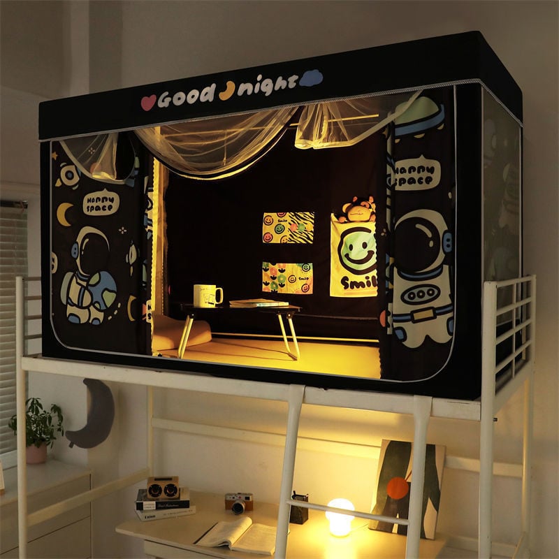 EDEN SLEEP Mùng màn khung chống muỗi ký túc xá sinh viên 90x190cm, rèm che giường ngủ hoạt hình giường tầng có khóa kéo