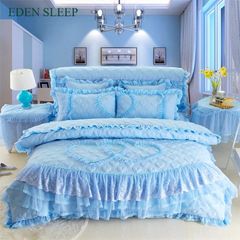 NEW Sét ga cotton trần 5 món, ga cưới phong cách công chúa