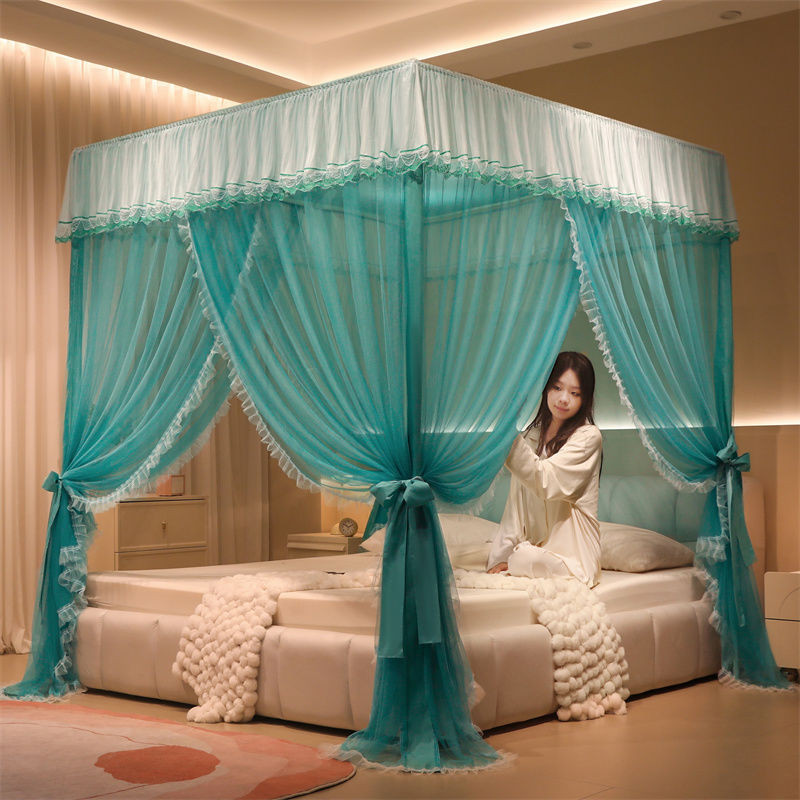 Mẫu MớiALớp Lưới Chống Muỗi Cung Điện Kiểu Sàn Rèm Ngủ Kiểu Pháp Rèm Ngủ Ren Viền Bèo Sợi Lưới Mã Hóa Gia Dụng