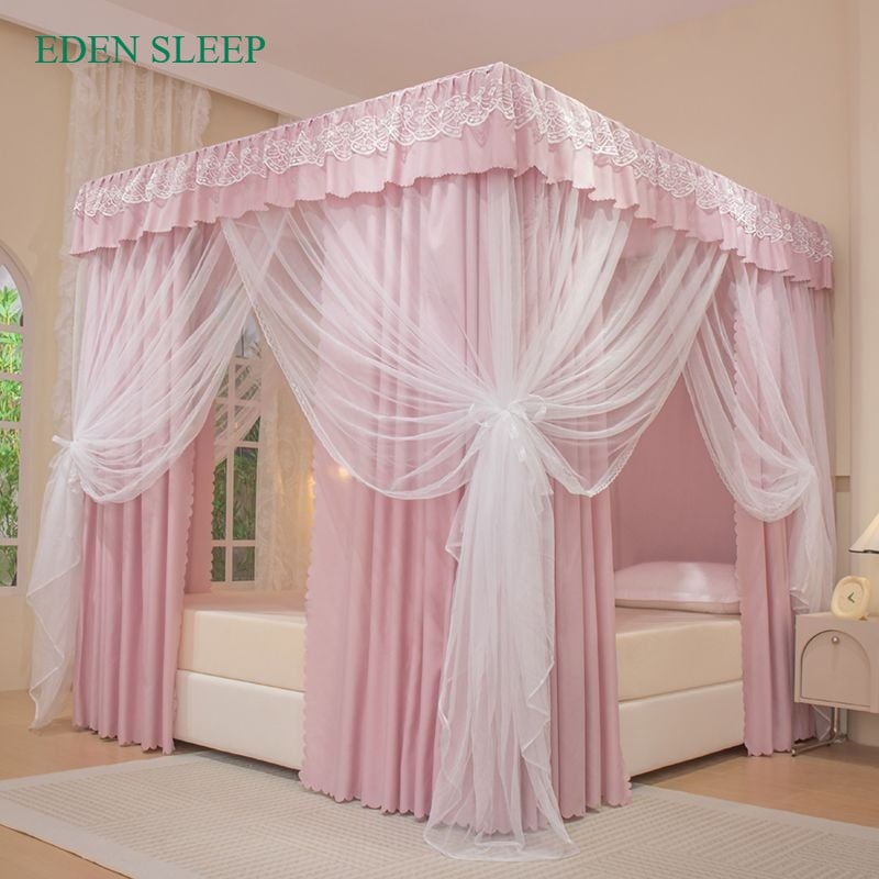 EDEN SLEEP Mùng màn khung chống muỗi 3 cửa gia đình dày rèm giường, phòng ngủ chống bụi mùa hè trọn bộ