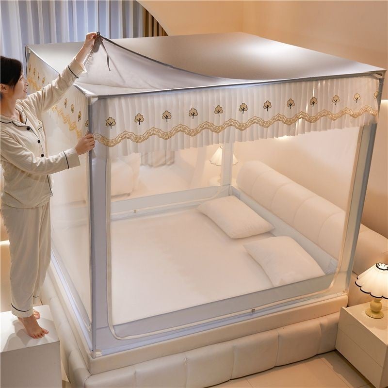2024Màn Chống Muỗi Gia Đình Mới Phòng Ngủ Chống Rơi Giường Yurt Cao Cấp Không Cần Lắp Đặt Trẻ Em Và Trẻ Sơ Sinh Hàng Rào