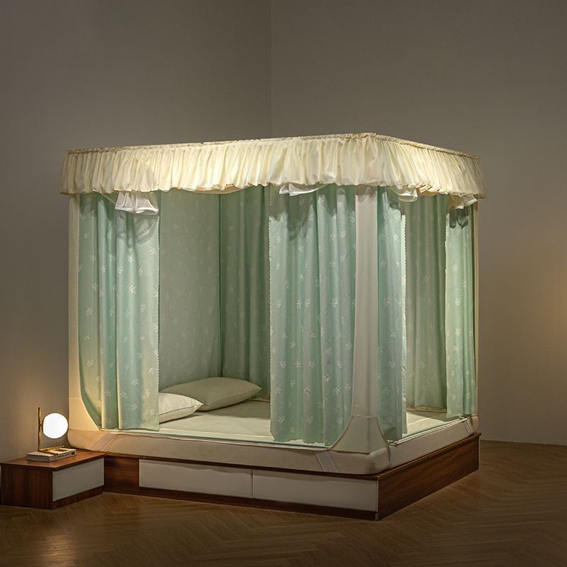 Rèm Giường Chống Sáng Gia Dụng Rèm Chống Rơi Trẻ Em Kiểu Tích Hợp Dây Kéo Ba Cửa Bọc Kín Hoàn Toàn Rèm Chống Bụi Yurt