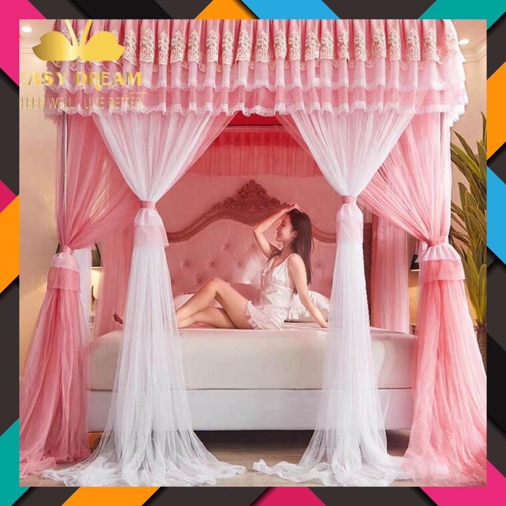 Mùng khung không khoan tường cao cấp  màn ngủ chống muỗi hiện đại decor phòng ngủ - màn cưới đẹp