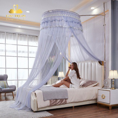 Màn khung không khoan tường  EASY DREAM Mùng khung tròn đa năng sử dụng được giường từ 1.2m đến 2.2m  các loại giường