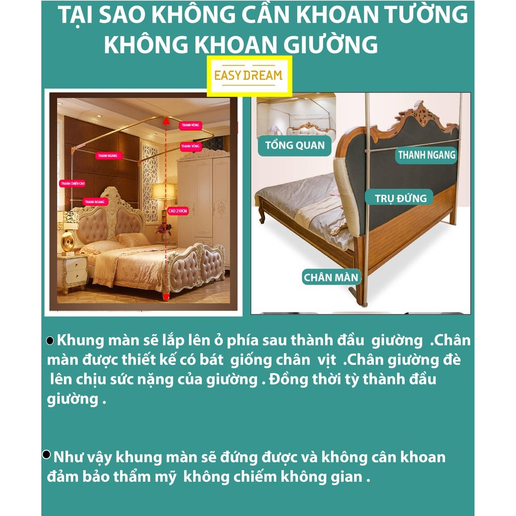 【BẢN 2025 】Màn khung ( mùng ngủ ) không khoan tường chống muỗi côn trùng trang trí decor phòng ngủ khách sạn tiện gọn