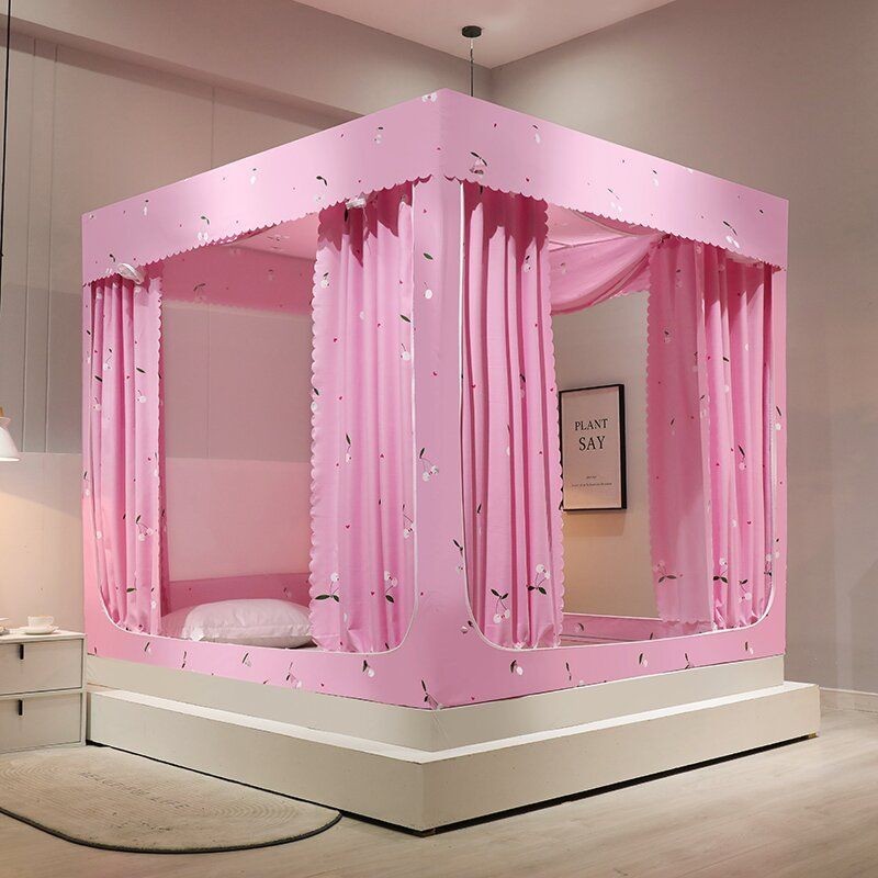 EDEN SLEEP Màn/Mùng Chống Muỗi Rèm Giường Dày Dặn Chắn Sáng Chống Bụi Dây Kéo Trọn Bộ Mùng Màn khung Vuông