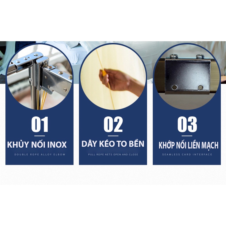 Màn khung kéo dây ròng rọc + tăng chỉnh chiều cai   không khoan tường , mùng ngủ cao cấp  cửa chống muỗi