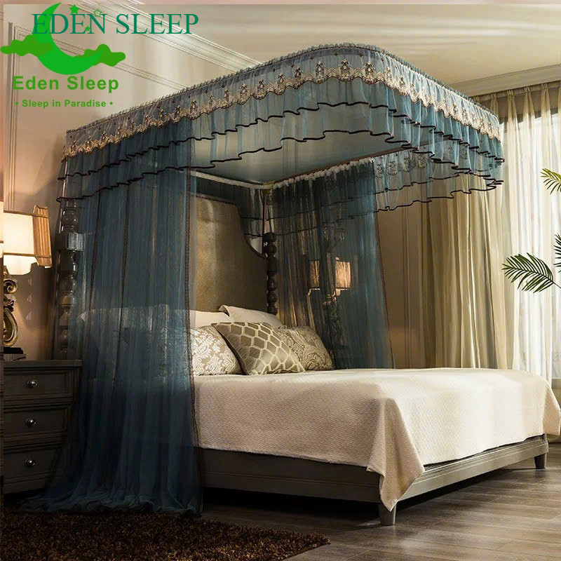 EDEN SLEEP  HẠNG 2  Màn chống muỗi dẫn hướng hình chữ U kiểu công chúa mới, giá đỡ đường ray ba cửa ba cửa được mã hóa