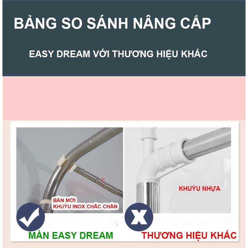 Màn khung thu gọn không khoan tường - mẫu mới - mùng ngủ cao cấp