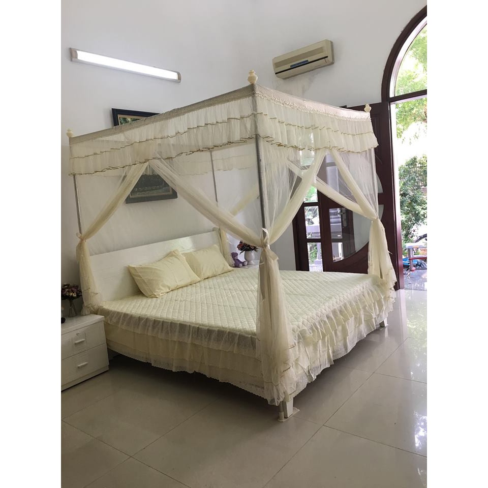 Màn khung không khoan tường  Mùng ngủ EASY DREAM cao 2m1  3 cửa chống muỗi siêu tiện  gọn